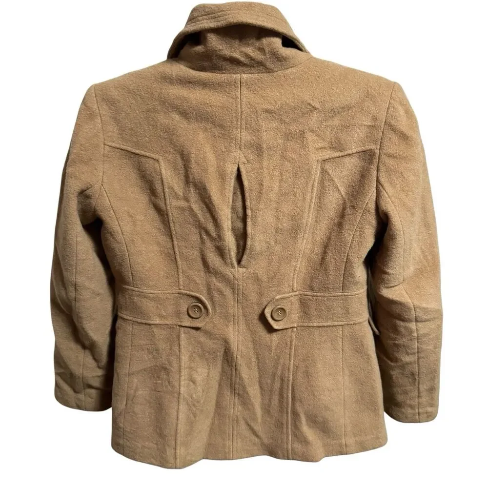 ST. JOHN’S BAY Vintage Wool Peacoat double-breasted Lined‎ Coat Brown Sz Small